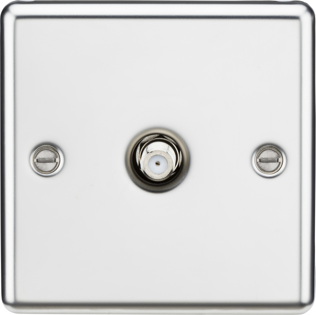 SAT TV Outlet - Polished Chrome Non-Isolated, Rounded Edge Design