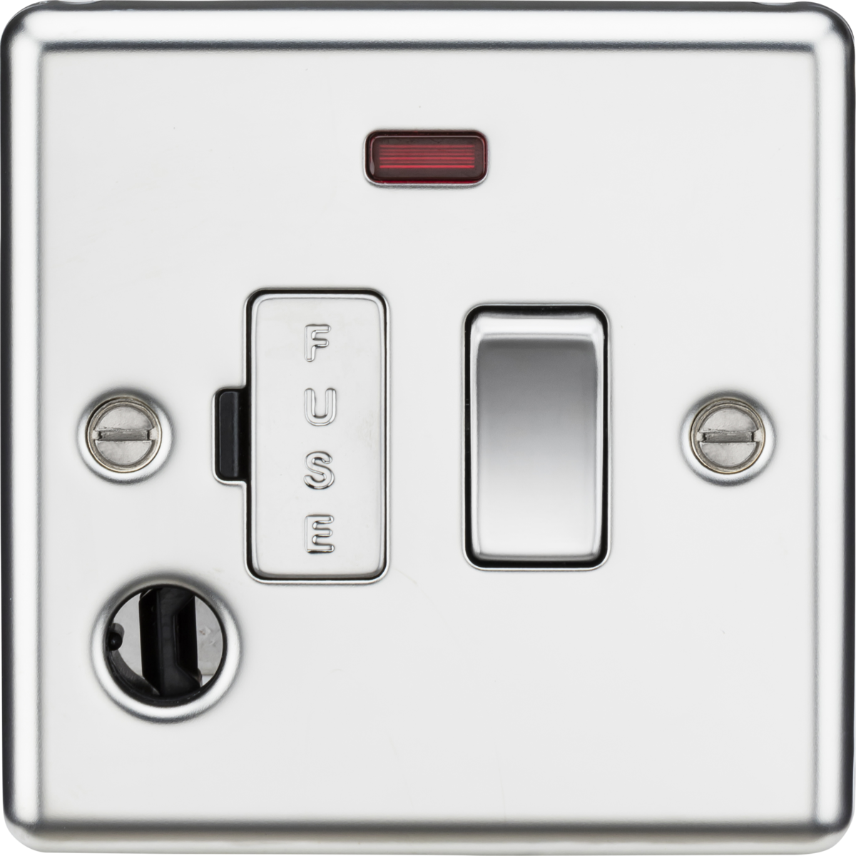 Polished Chrome 13A Switched Fused Spur Unit with Neon & Flex Outlet