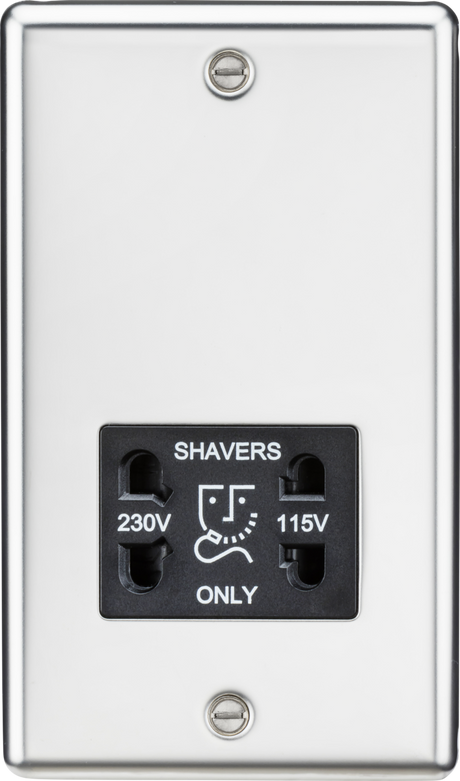 Dual Voltage Shaver Socket - Polished Chrome Rounded Edge