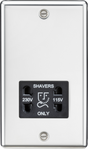 Dual Voltage Shaver Socket - Polished Chrome Rounded Edge