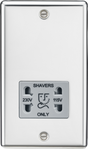 115/230V Dual Voltage Shaver Socket - Polished Chrome with Grey Insert