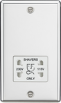 115/230V Dual Voltage Shaver Socket - Polished Chrome with White Insert