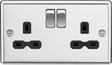 13A 2G DP Switched Socket - Polished Chrome with Black Insert