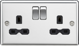 13A 2G DP Switched Socket - Polished Chrome with Black Insert