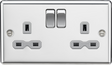 13A 2G DP Switched Socket - Polished Chrome with Grey Insert