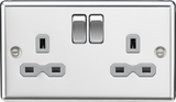13A 2G DP Switched Socket - Polished Chrome with Grey Insert