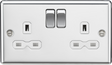 13A 2G DP Switched Socket with Twin Earths - Polished Chrome