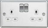 13A 2G DP Switched Socket with Twin Earths - Polished Chrome