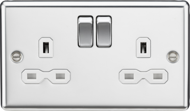 13A 2G DP Switched Socket with Twin Earths - Polished Chrome