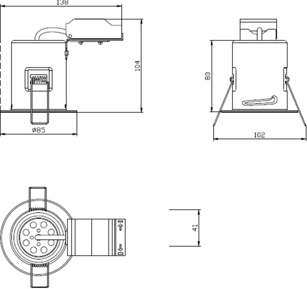 Alternative angle of 230V IP20 Fixed GU10 Fire-Rated Downlight in Brushed Chrome