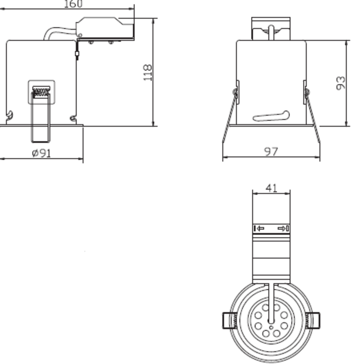 Alternate view of Tilt GU10 Fire-Rated Downlight - Brushed Chrome