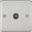TV Outlet Non-Isolated - Brushed Chrome with Rounded Edge