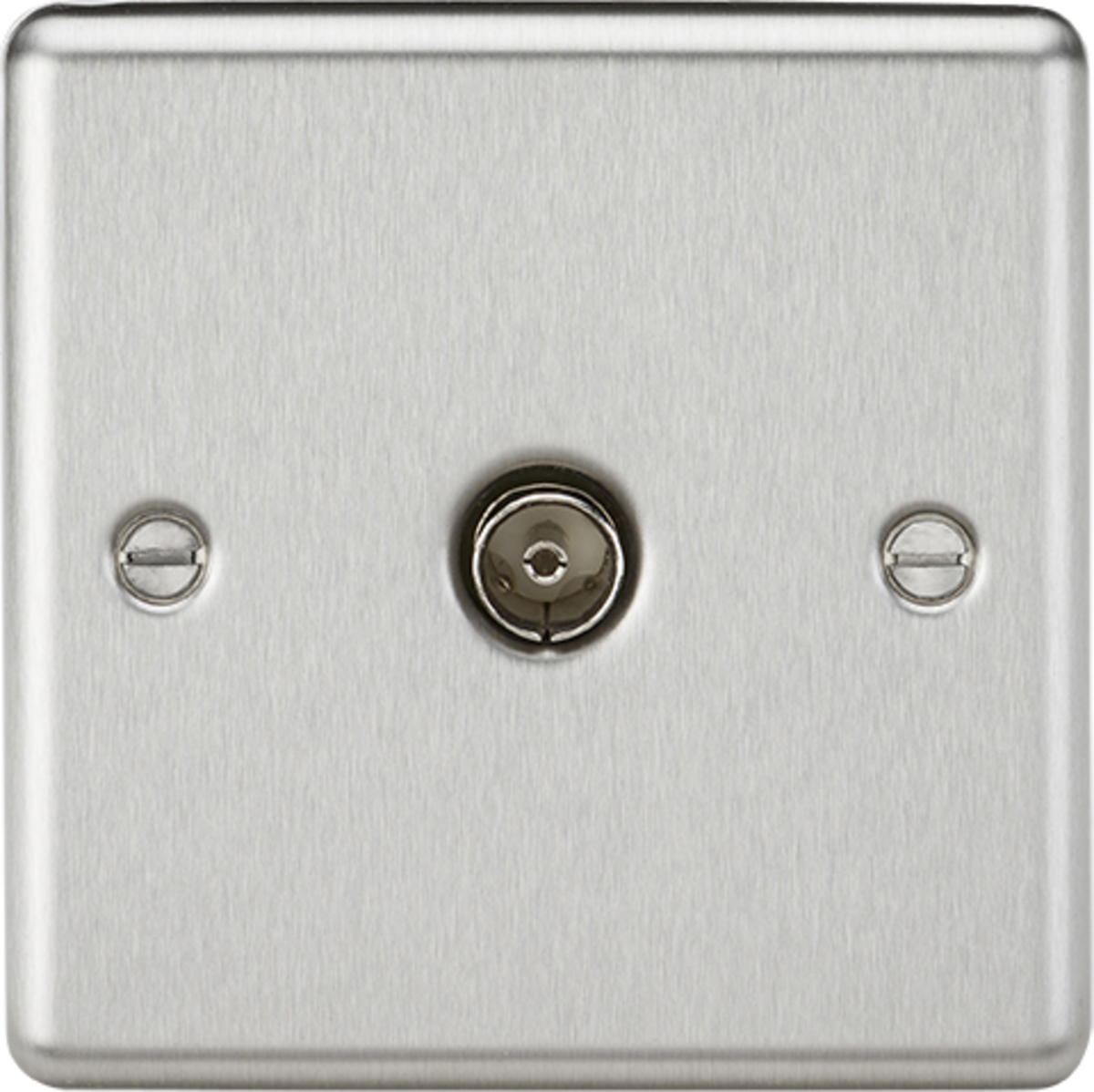 TV Outlet Non-Isolated - Brushed Chrome with Rounded Edge