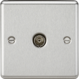 TV Outlet Non-Isolated - Brushed Chrome with Rounded Edge