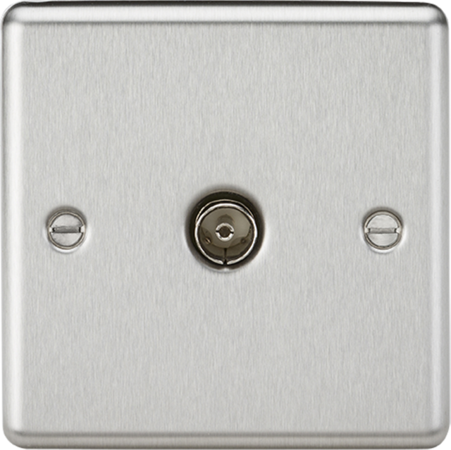 TV Outlet Non-Isolated - Brushed Chrome with Rounded Edge
