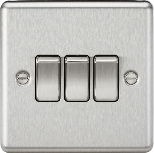 10AX 3G 2-way Switch - Brushed Chrome - Rounded Edge Design