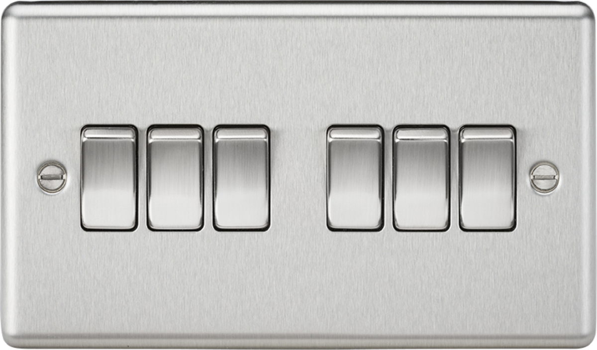 10AX 6G 2-way Switch - Brushed Chrome, Rounded Edge Design