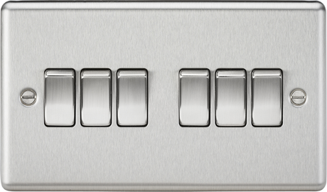 10AX 6G 2-way Switch - Brushed Chrome, Rounded Edge Design