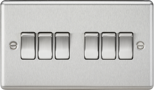 10AX 6G 2-way Switch - Brushed Chrome, Rounded Edge Design