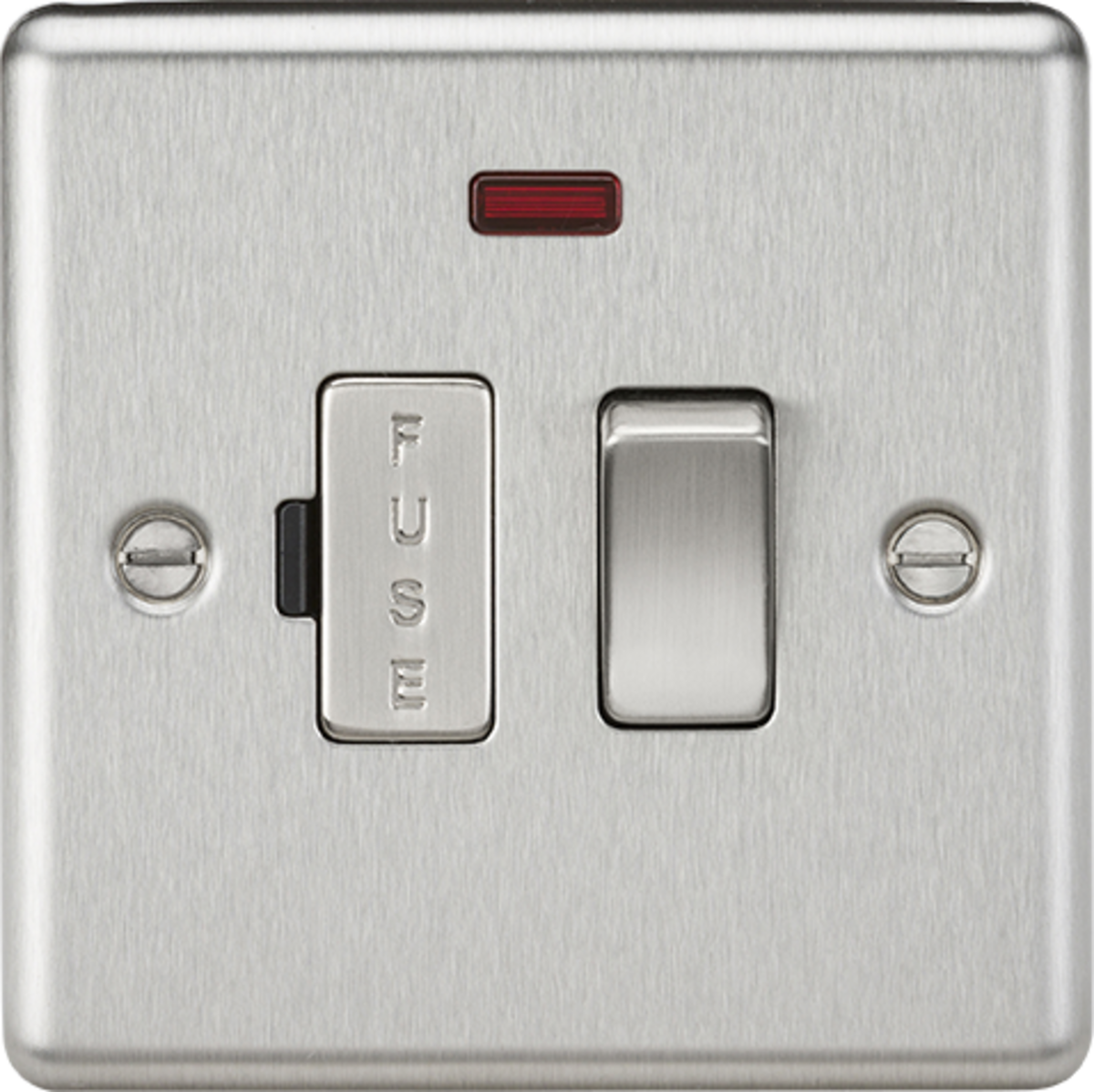 13A Switched Fused Spur Unit with Neon - Brushed Chrome