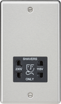 Brushed Chrome Dual Voltage Shaver Socket with Black Insert