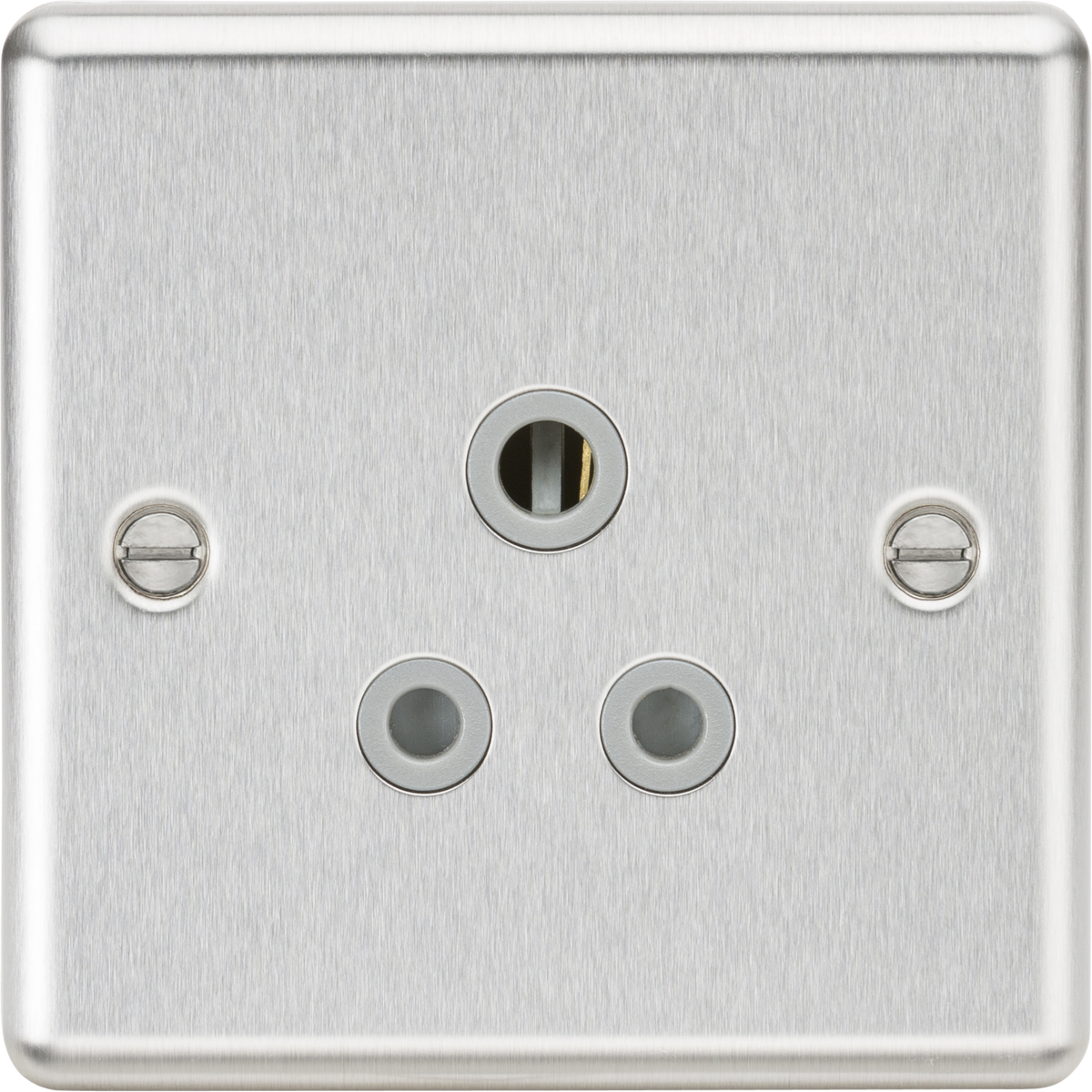 5A Unswitched Socket - Brushed Chrome Finish with Grey Insert