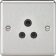 5A Unswitched Socket - Brushed Chrome Finish with Black Insert