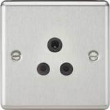 5A Unswitched Socket - Brushed Chrome Finish with Black Insert