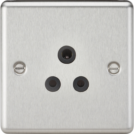 5A Unswitched Socket - Brushed Chrome Finish with Black Insert