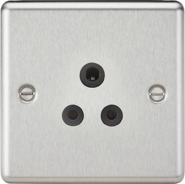 5A Unswitched Socket - Brushed Chrome Finish with Black Insert