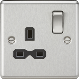 13A 1G DP Switched Socket Brushed Chrome with Black Insert