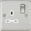13A 1G DP Switched Socket - Brushed Chrome with White Insert