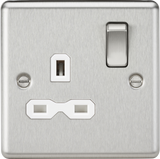 13A 1G DP Switched Socket - Brushed Chrome with White Insert