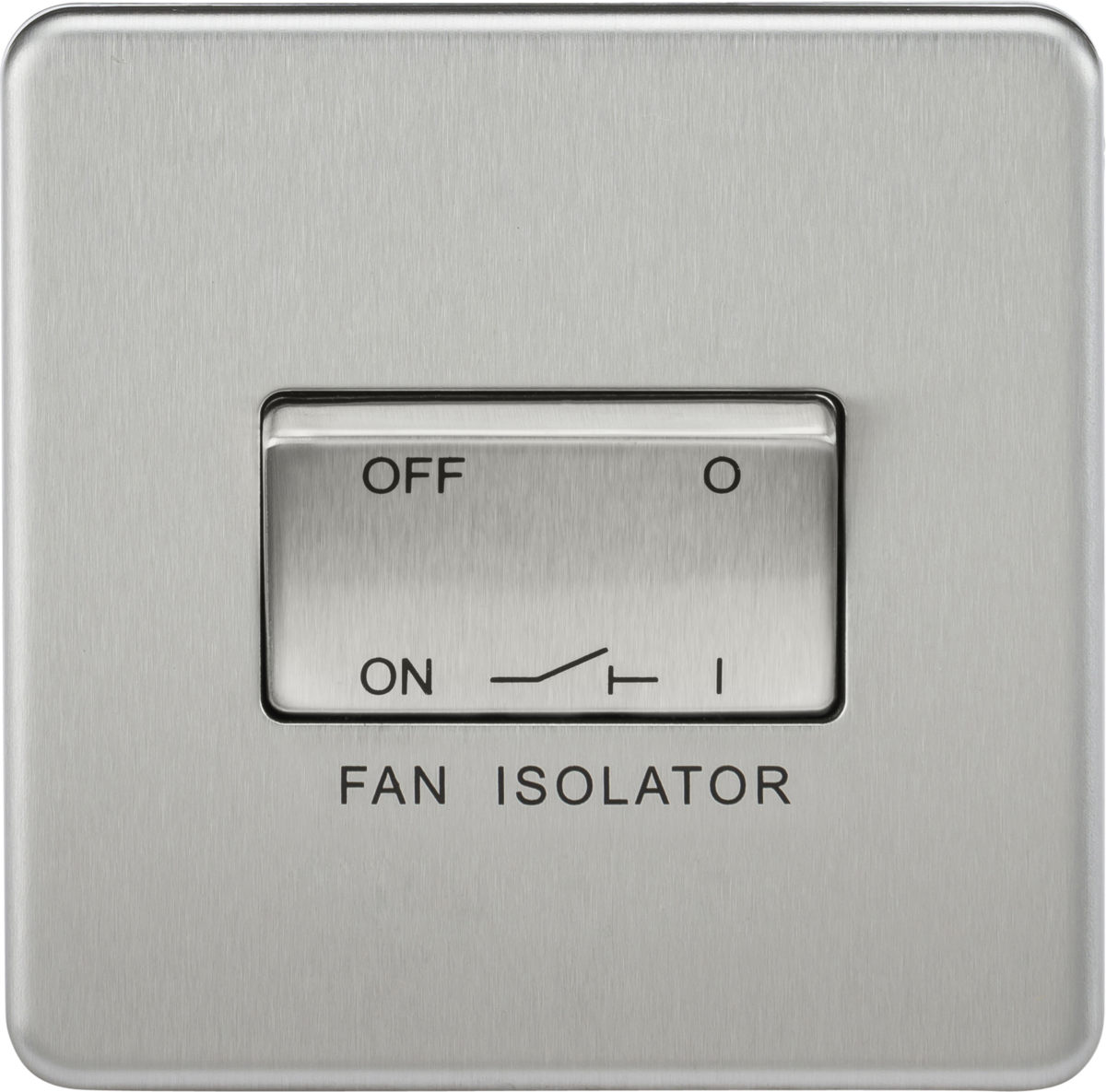 10A Fan Isolator Switch - Brushed Chrome, Screwless Design