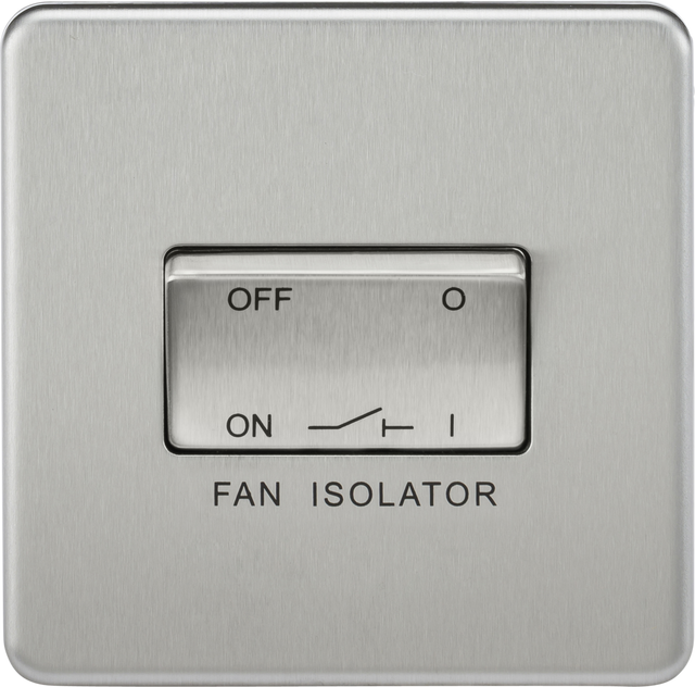 10A Fan Isolator Switch - Brushed Chrome, Screwless Design