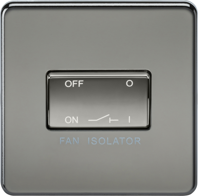 10A Fan Isolator Switch - Black Nickel Screwless Design