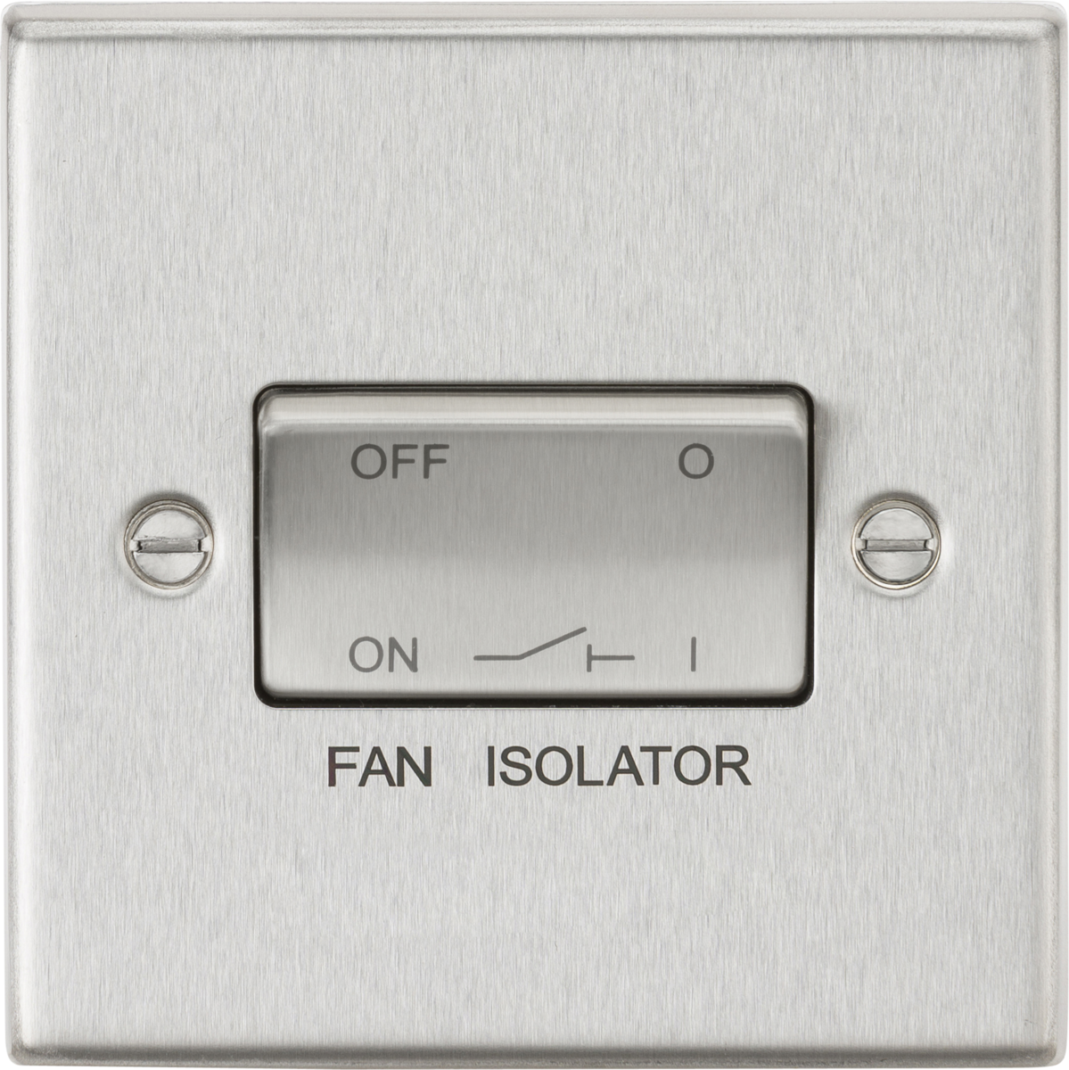 10A Fan Isolator Switch - Brushed Chrome, 230V, IP20
