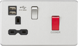 45A DP Switch & 13A Socket with Dual USB A+A in Brushed Chrome