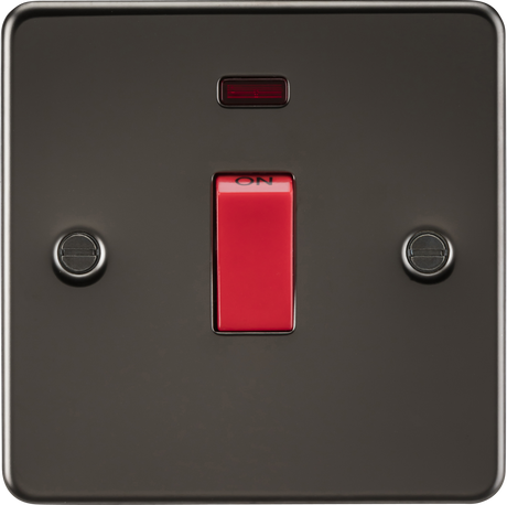 45A Double Pole Switch with Neon Indicator in Gunmetal Finish
