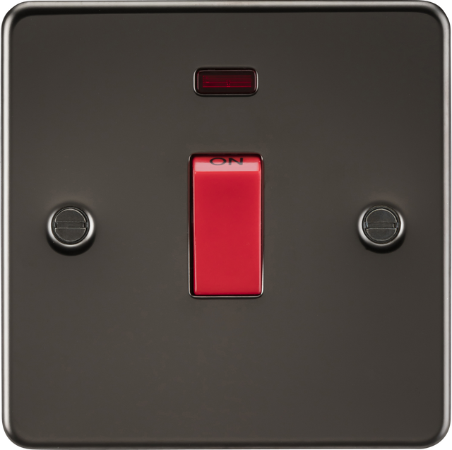 45A Double Pole Switch with Neon Indicator in Gunmetal Finish