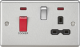 45A DP Switch & 13A Socket with Neons - Brushed Chrome
