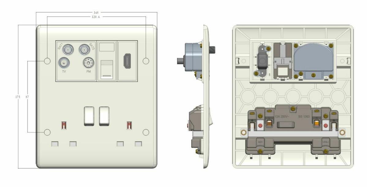 Small Multimedia Combination Plate - Side View