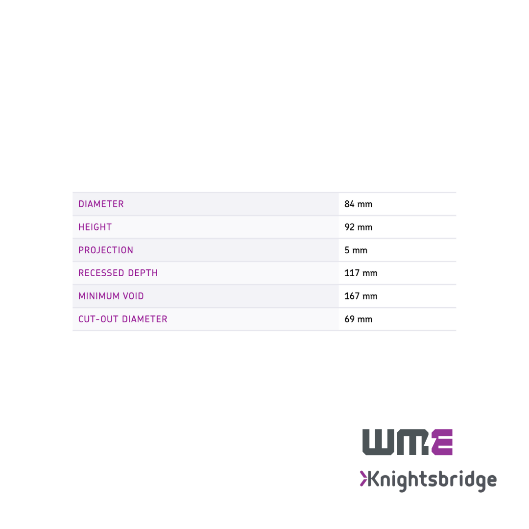 Knightsbridge: VFCFIPC, 230V IP65 Fixed GU10 Fire-Rated Downlight, Chrome Finish, Dimmable, 35W Max, Fast-Fix Installation