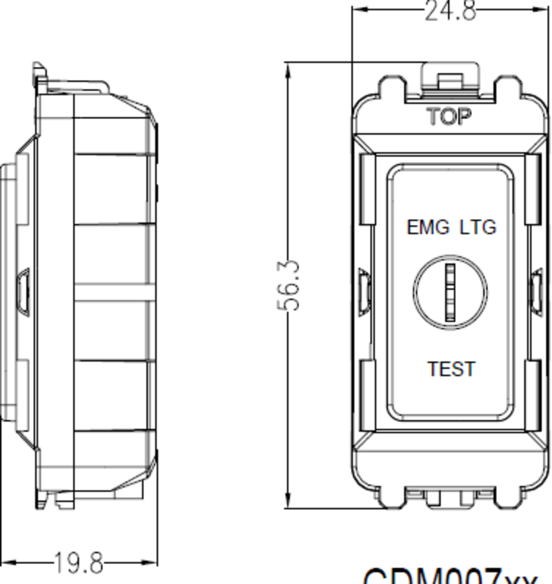 Alternate image for 20AX 2 Way SP Key Module Marked EMG LTG TEST - Smoked Bronze
