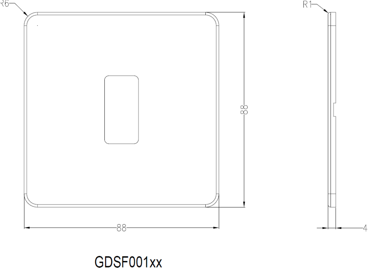Screwless 1G Grid Faceplate - Anthracite Side View