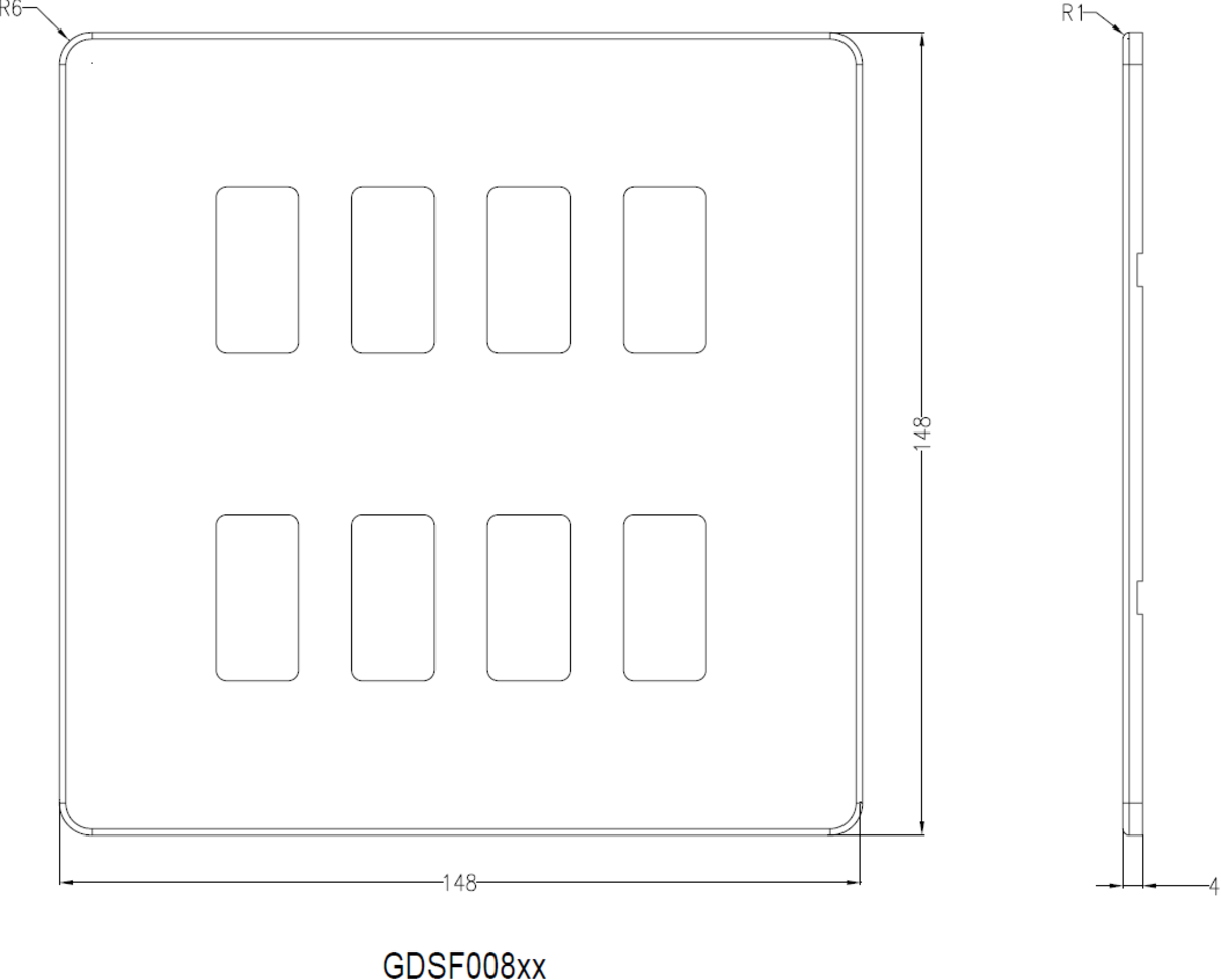 Screwless 8G Grid Faceplate - Anthracite - Close-up