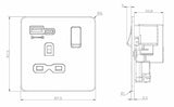 13A 1G Switched Socket with Dual USB - Matt Black
