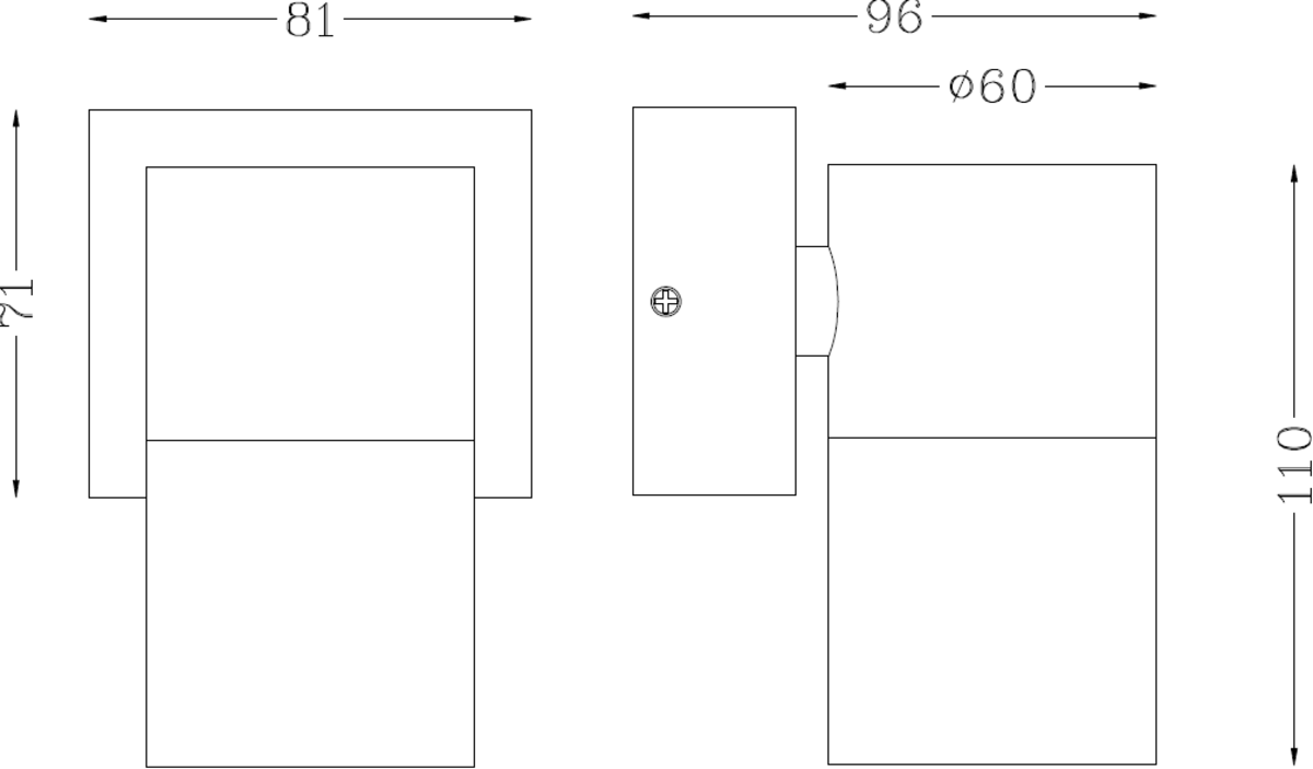230V IP54 GU10 Wall Light - Compact Design