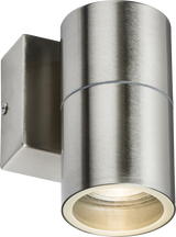 230V IP54 GU10 Fixed Single Wall Light in Brushed Chrome Finish
