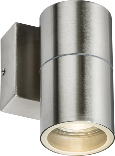 230V IP54 GU10 Fixed Single Wall Light in Brushed Chrome Finish